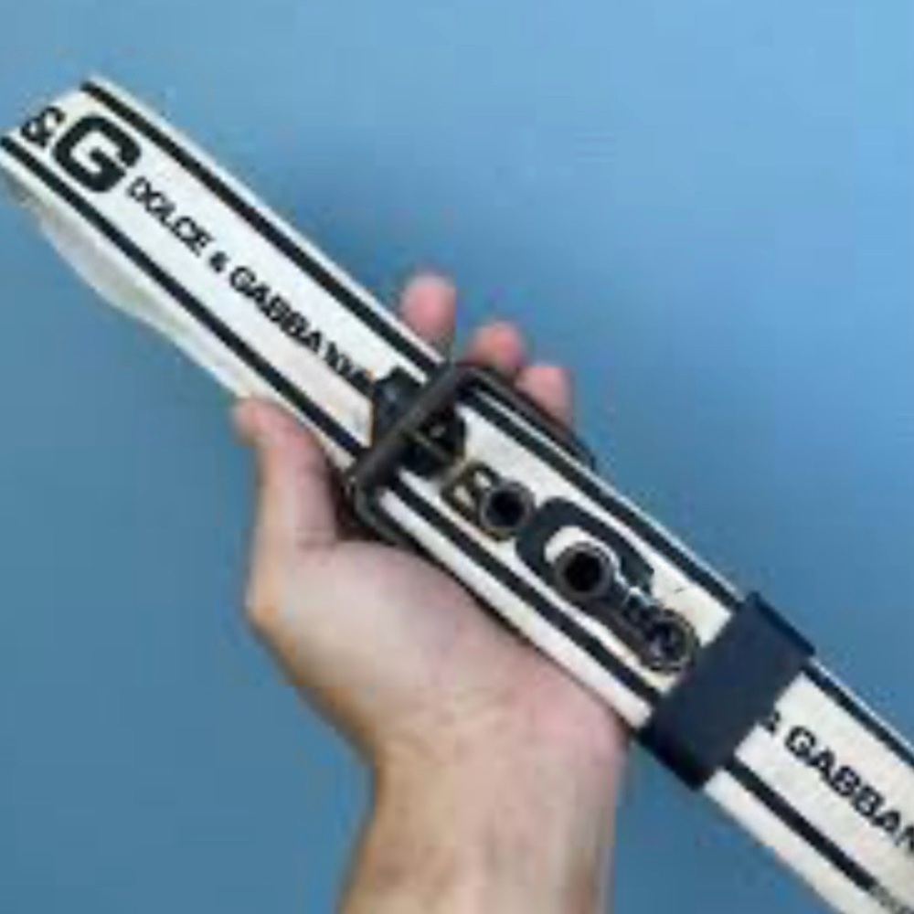 Dolce & Gabbana Canvas Logo Belt Black White D&G Designer Streetwear Unisex